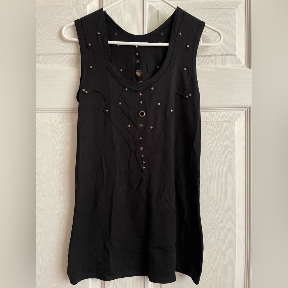 MahaDevi Design Black Top with Grommets and details
